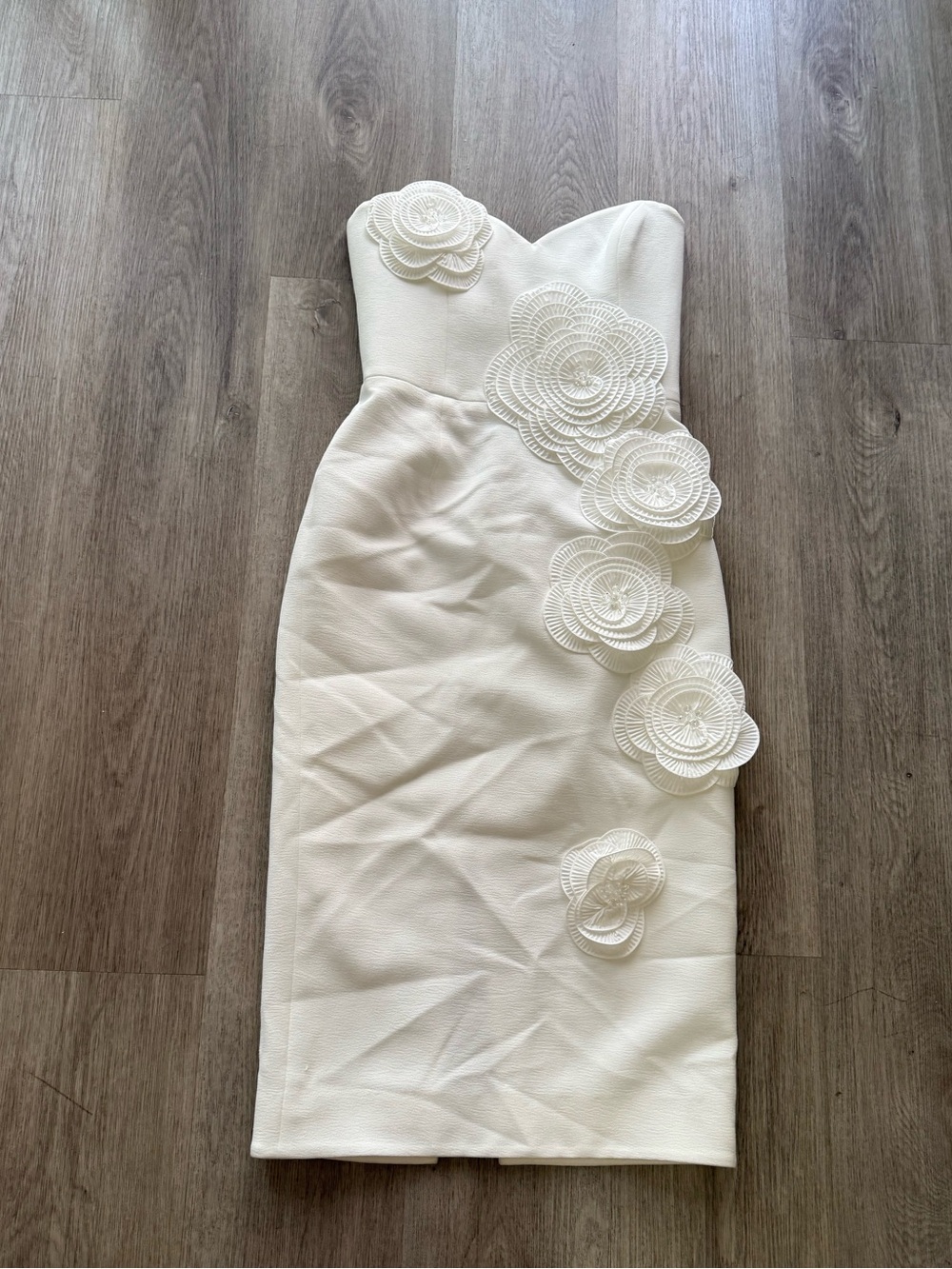 helsi kaia white 3d floral applique strapless midi bridal dress size small NEW - Picture 6 of 11